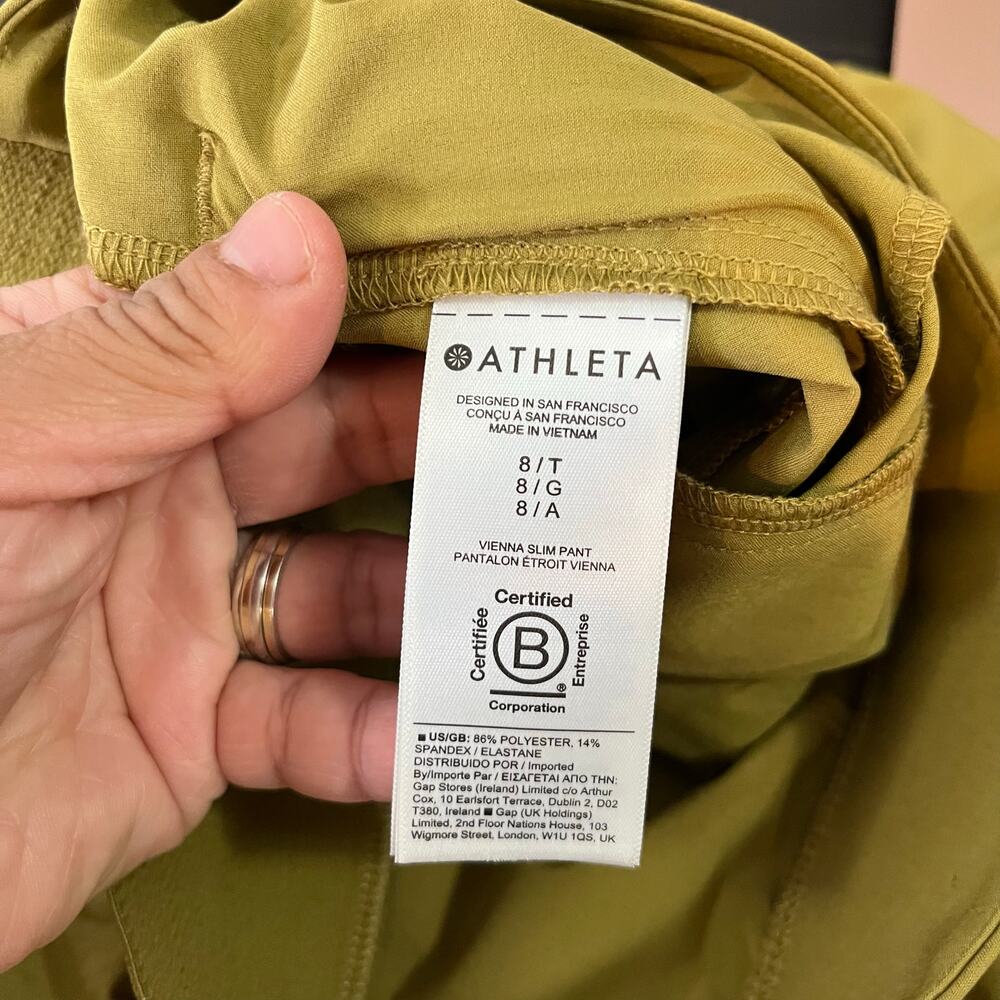 Athleta Women’s Vienna Slim Pants Tapestry Gold Sz 8‎ Tall Career Office - Picture 4 of 6